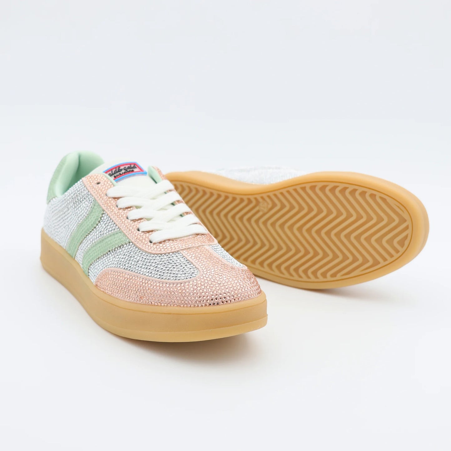 Дамски Сникърси "Champagne" с Кристали и Подметка в Телесен Цвят