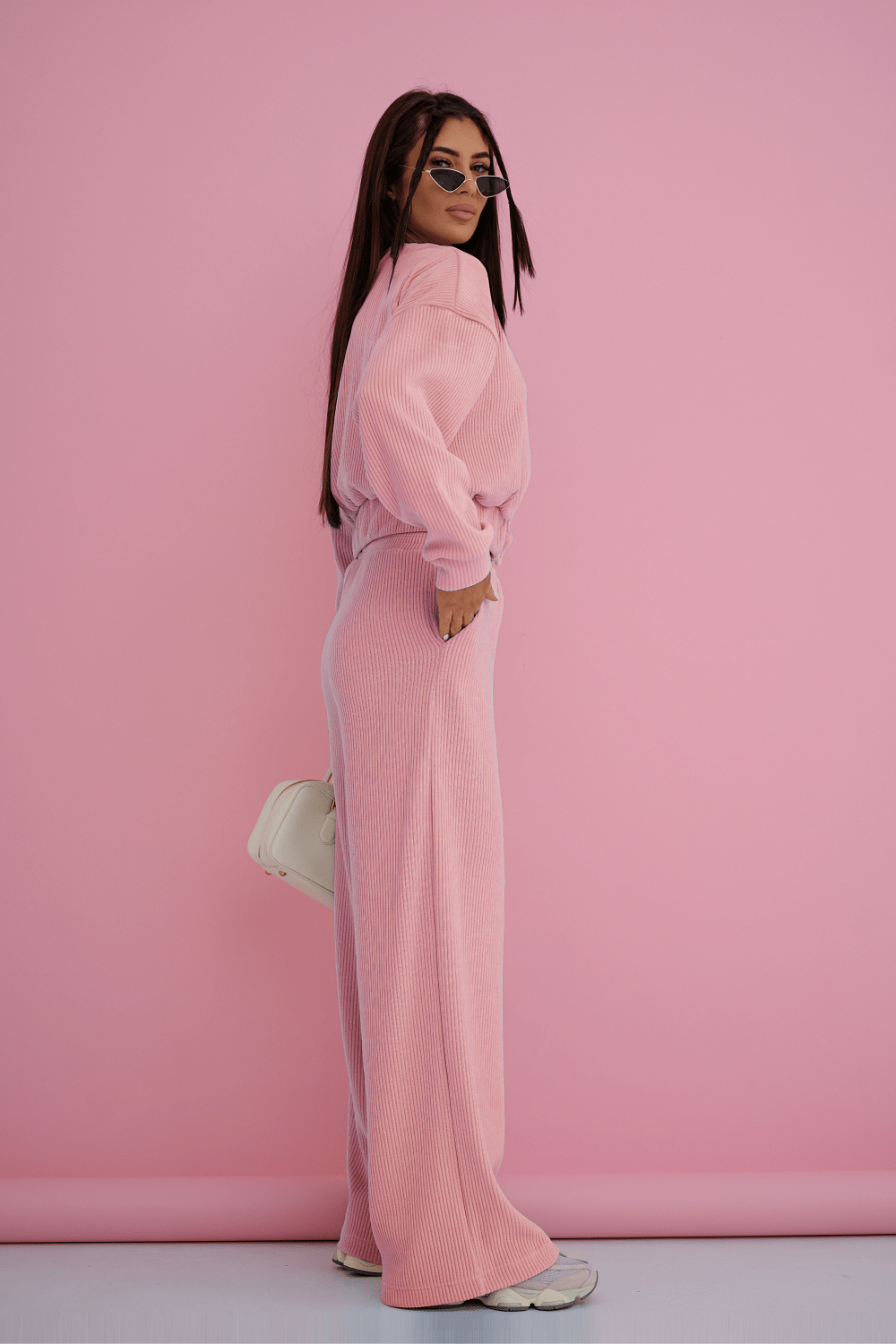 Дамски комплект MEGGI шнуровани панталони и риза - Розово LaBalancia Roberto Fashion Store Set 5907378520800 M/L