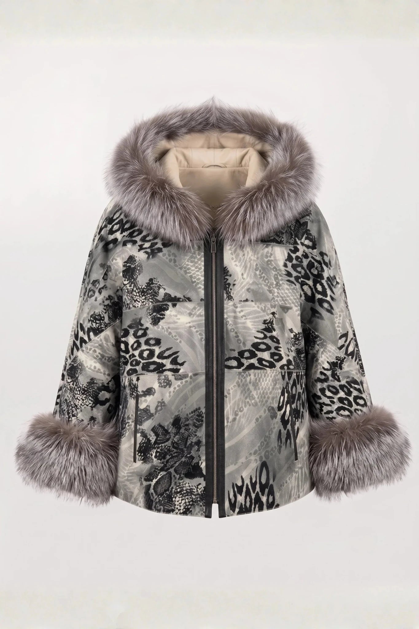 Дамско кожено яке Charmante, двулицево с качулка, бежово Roberto&Co Roberto Fashion Store Jacket LEA0101JCKBEIREV-M XS
