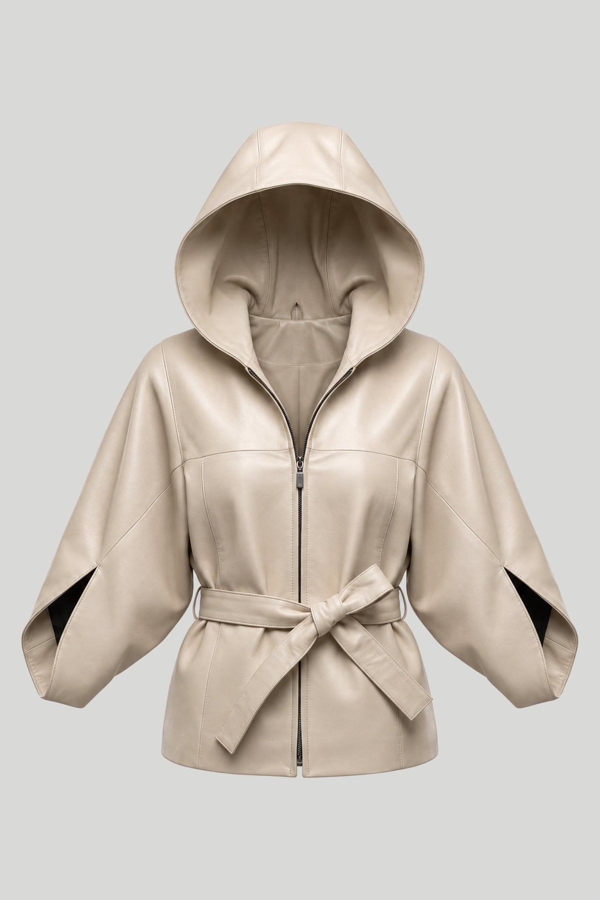 Дамско кожено яке "Dita" с качулка създадено от 100% агнешка кожа - Напа Roberto&Co Roberto Fashion Store Jacket LEA1804CPEBEIBLT-M XS