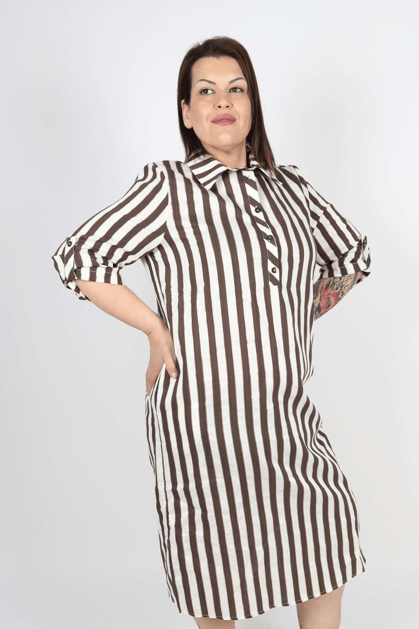 Рокля, Кафяв Roberto Fashion Store Dress RBRFDRSSBRO42 42 EU Brown