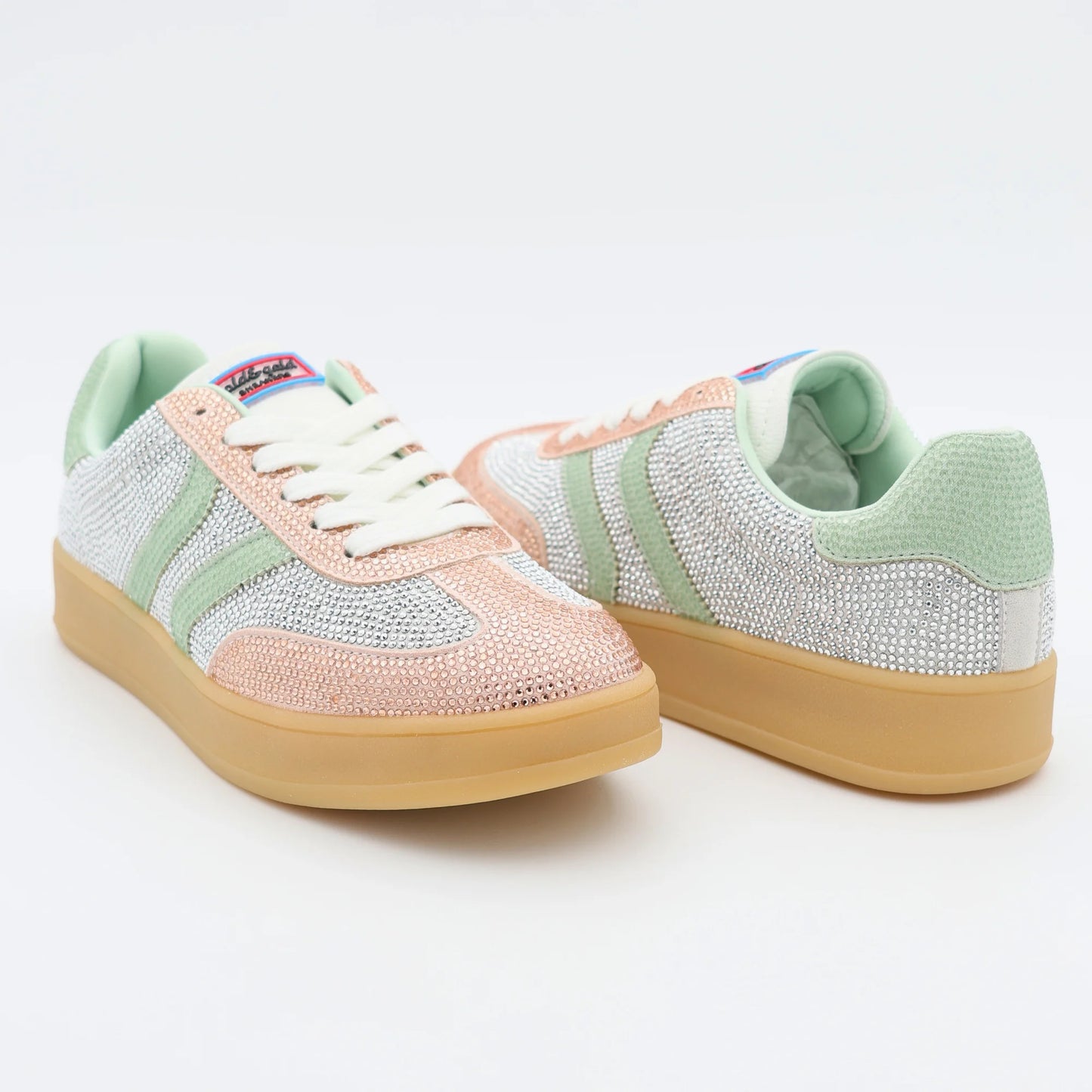 Дамски Сникърси "Champagne" с Кристали и Подметка в Телесен Цвят