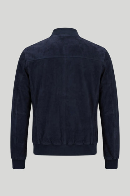 Мъжко яке "Matteo" от естествен велур, нейви син — голям размер (Plus Size) 3XL-8XL
