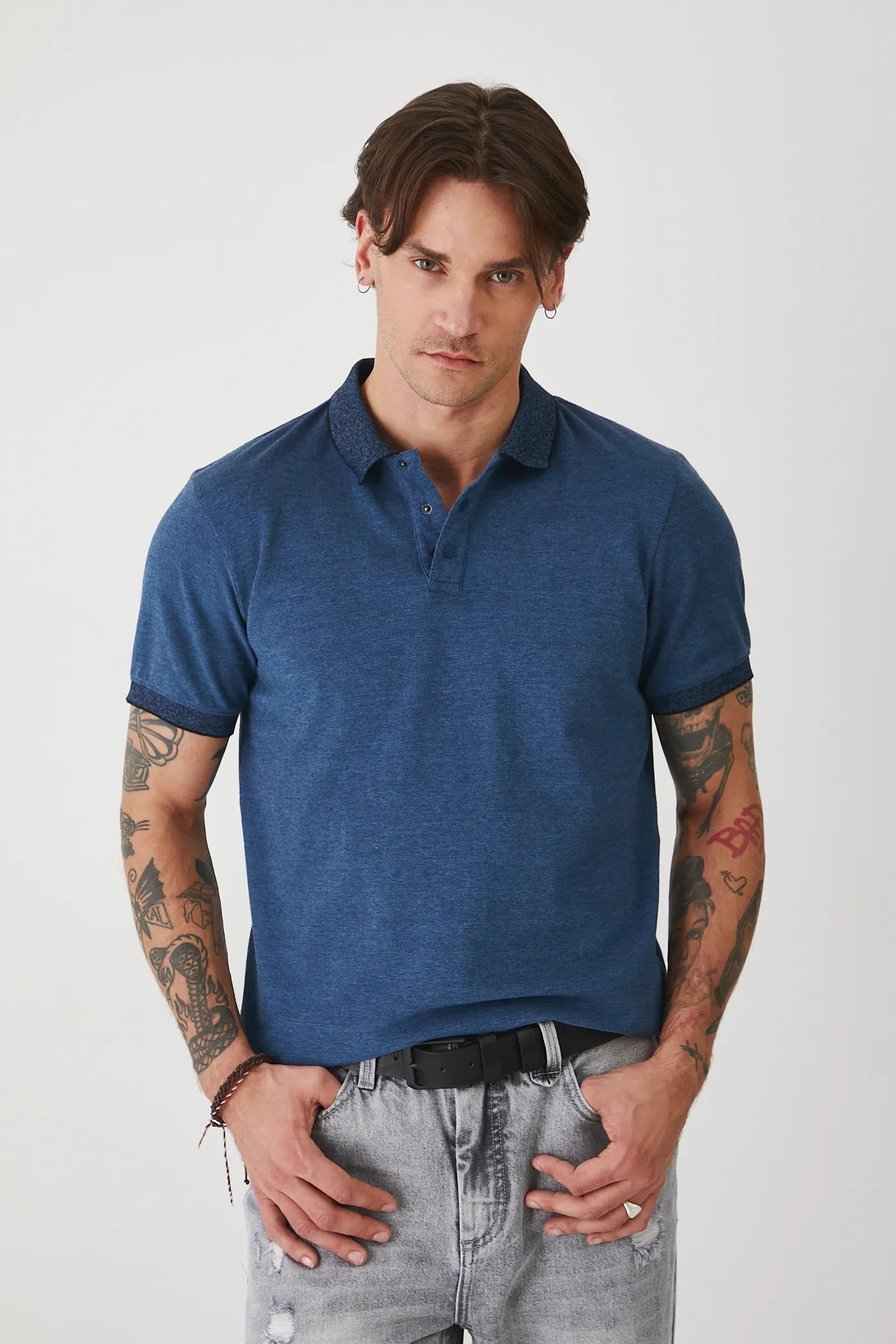 Мъжка поло тениска за всякакви поводи в син цвят