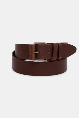 Men's Genuine Leather Belt "Dark Chocolate" with Metal Buckle