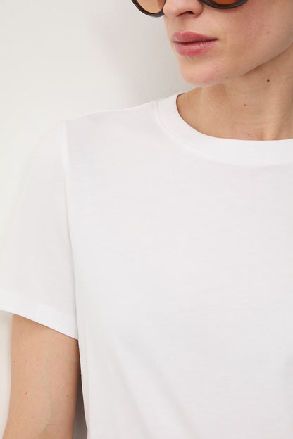 Дамска памучна бяла тениска 100% памук