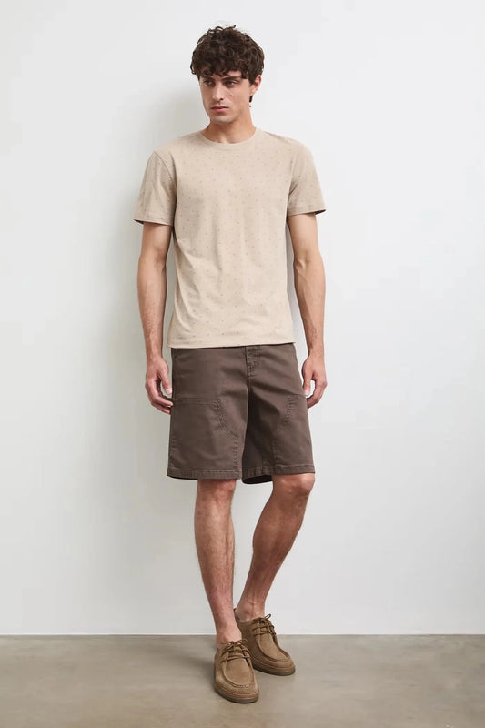 Бежова мъжка тениска слим кройка с дребен принт Medicine Roberto Fashion Store T-shirt RW26-TSM011-12A-S S