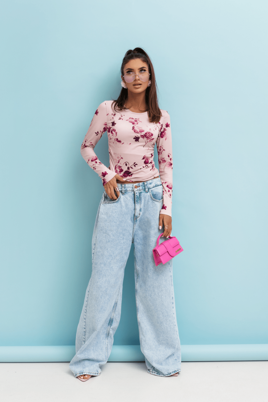 Блуза SHIRA дълъг ръкав – светлорозови цветя, вискоза - еластан LaBalancia Roberto Fashion Store Set 5907378518364 XS/S