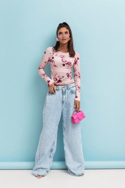 Блуза SHIRA дълъг ръкав – светлорозови цветя, вискоза - еластан LaBalancia Roberto Fashion Store Set 5907378518364 XS/S