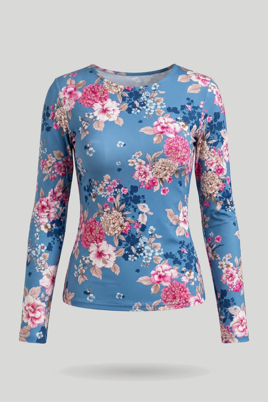 Bluzka SHIRA długi rękaw - blue flowers – снимка на продукта