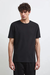 Men's Black Cotton Elastane Basic T-Shirt