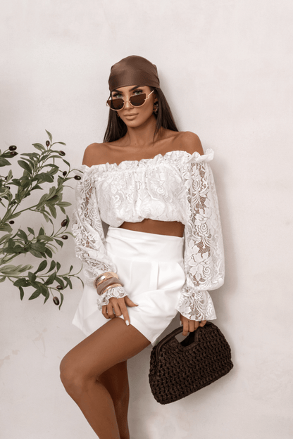 Дамска блуза MIA тип „испанка“ от дантела - екрю LaBalancia Roberto Fashion Store Set 5907378521562 M