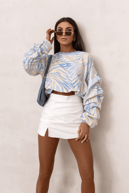 Дамска блуза REMY с принт „Синя зебра“ LaBalancia Roberto Fashion Store Set 5907378521357 UNI