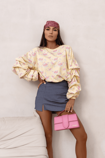 Дамска блуза REMY с принт жълти цветя - жълта LaBalancia Roberto Fashion Store Set 5907378521371 UNI