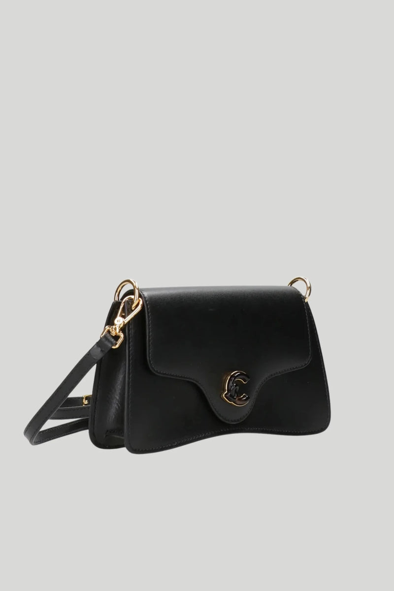 Дамска кожена чанта през рамо Coccinelle C-ME Calf & Marble, черна