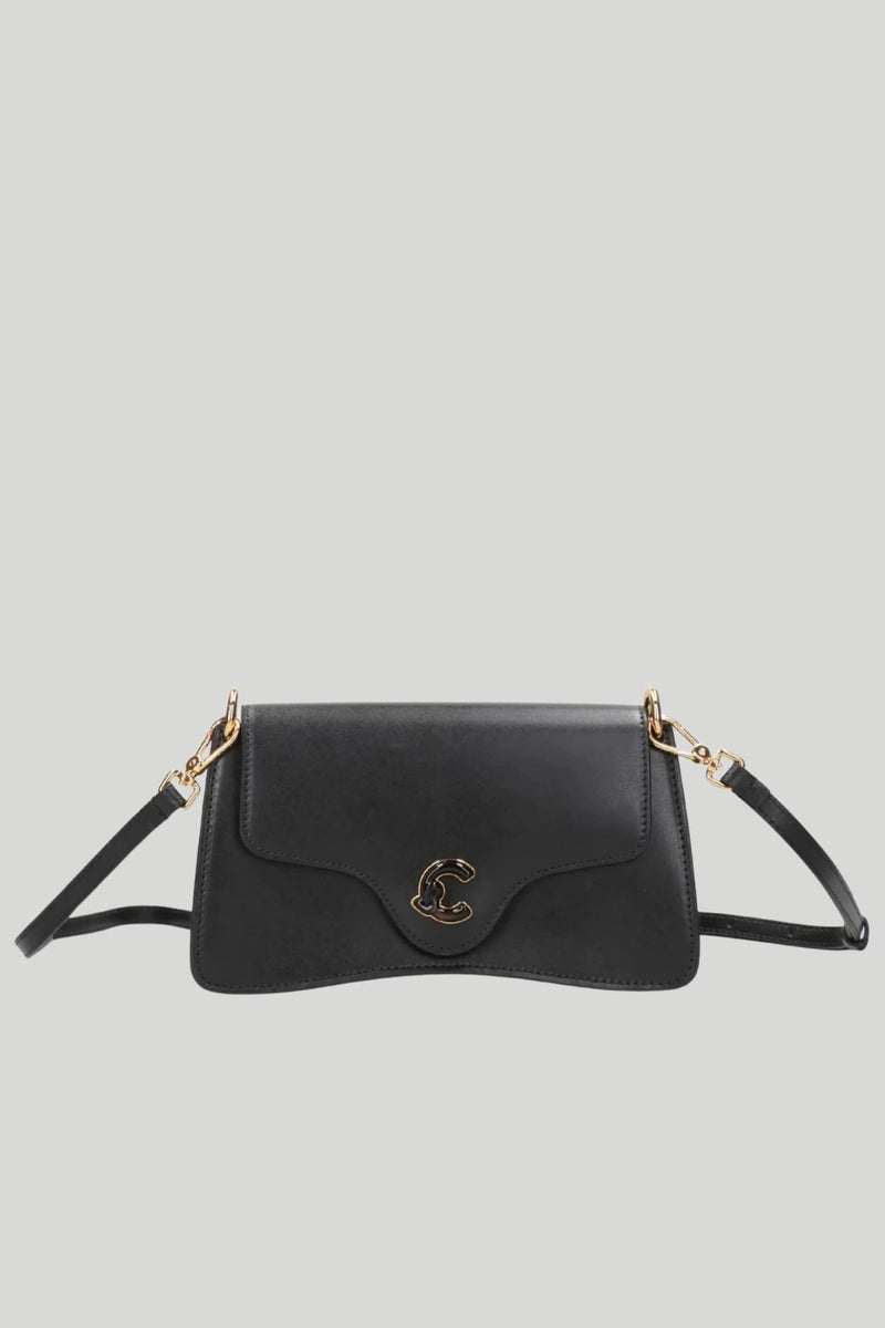 Дамска кожена чанта през рамо Coccinelle C-ME Calf & Marble, черна