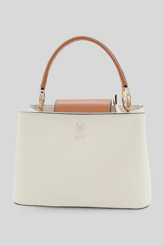 Дамска кожена чанта с горна дръжка в бяло - кожа Saffiano Roberto&Co Roberto Fashion Store Bag AVI1409BAGWHTTOP One Size INTL
