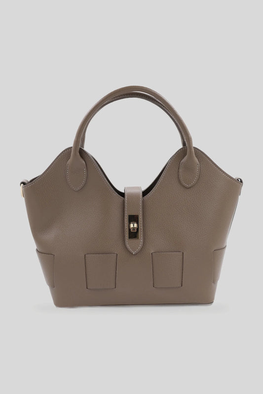 Дамска кожена чанта тип шопър в бежово - естествена кожа Dollaro Roberto&Co Roberto Fashion Store Bag AVI1909BAGBEITOT One Size INTL