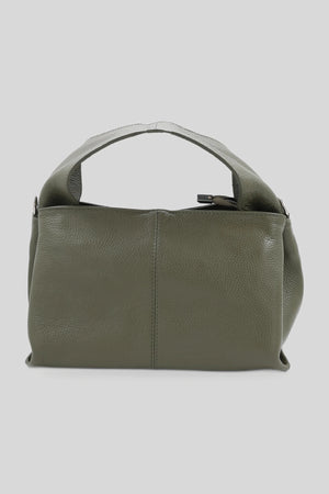 Green hobo-style women's leather bag - genuine Dollaro leather
