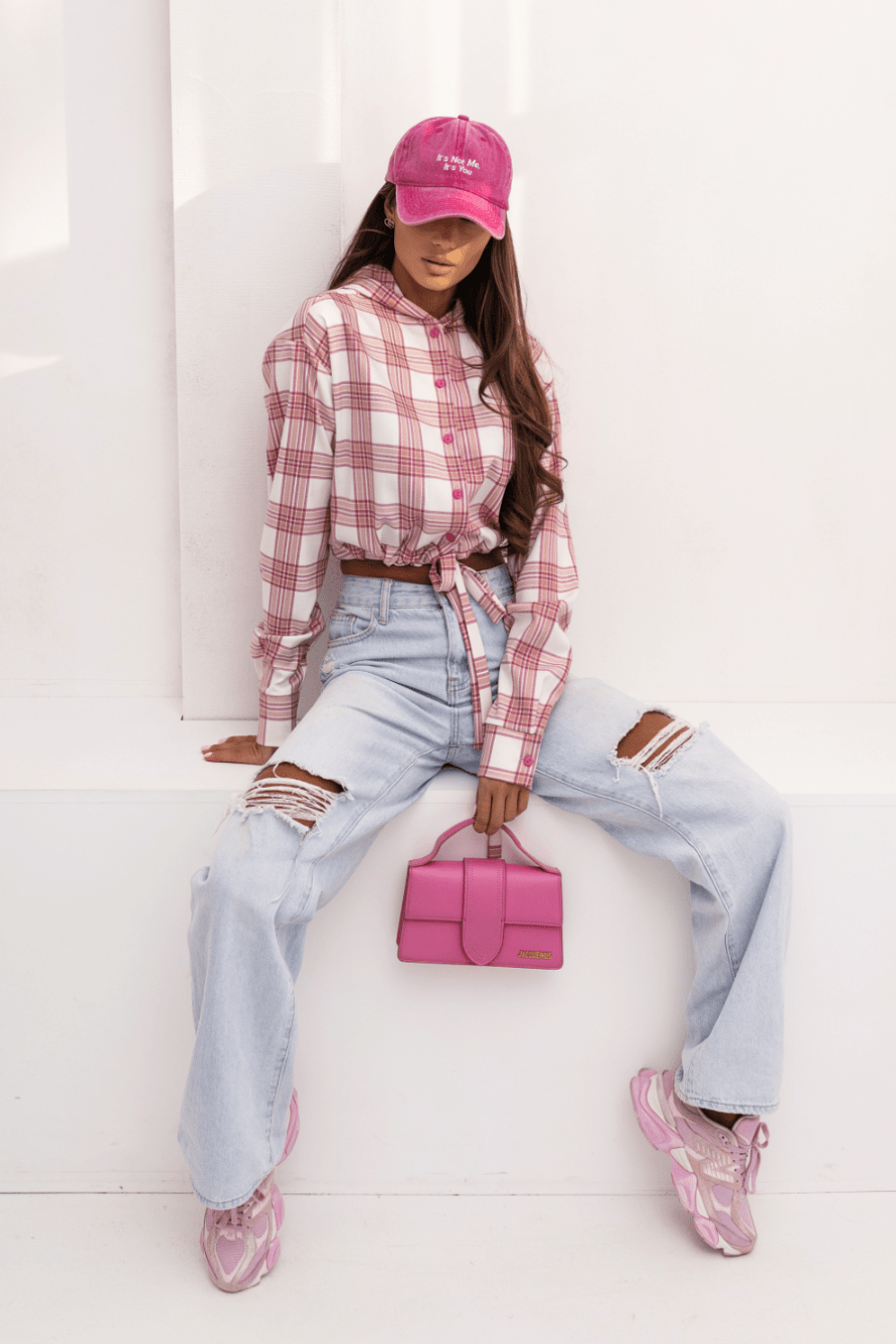 Дамска памучна риза с качулка SOHO – Кариран модел в розово и фуксия LaBalancia Roberto Fashion Store Shirt 5907378519293 UNI