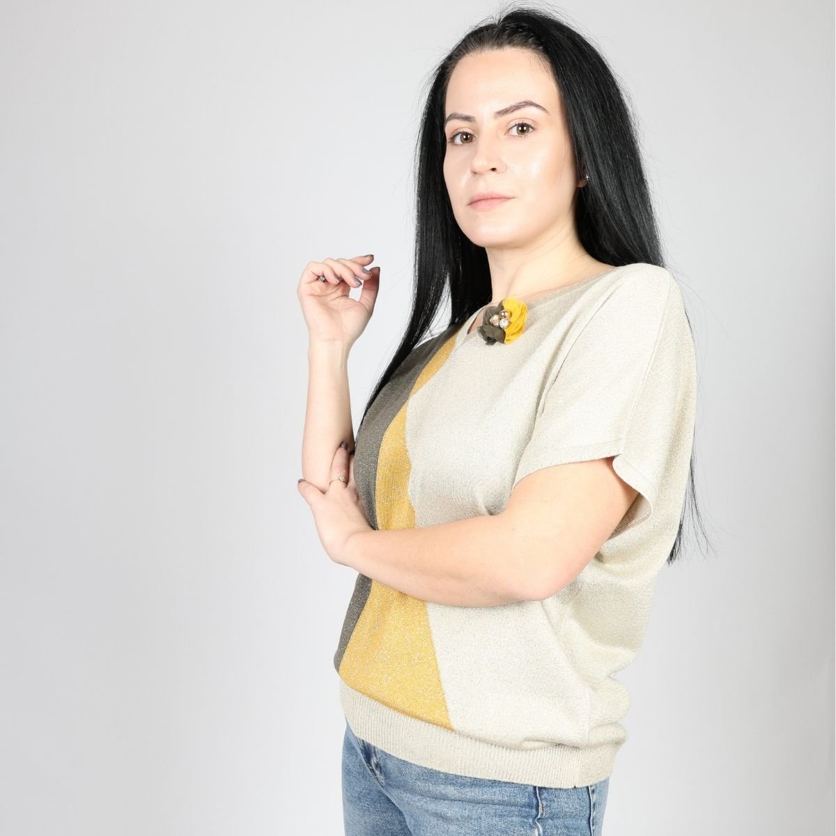 Дамска Плетена Тениска, Зелен Roberto Fashion Store T-shirt FELICKNI26 S Green