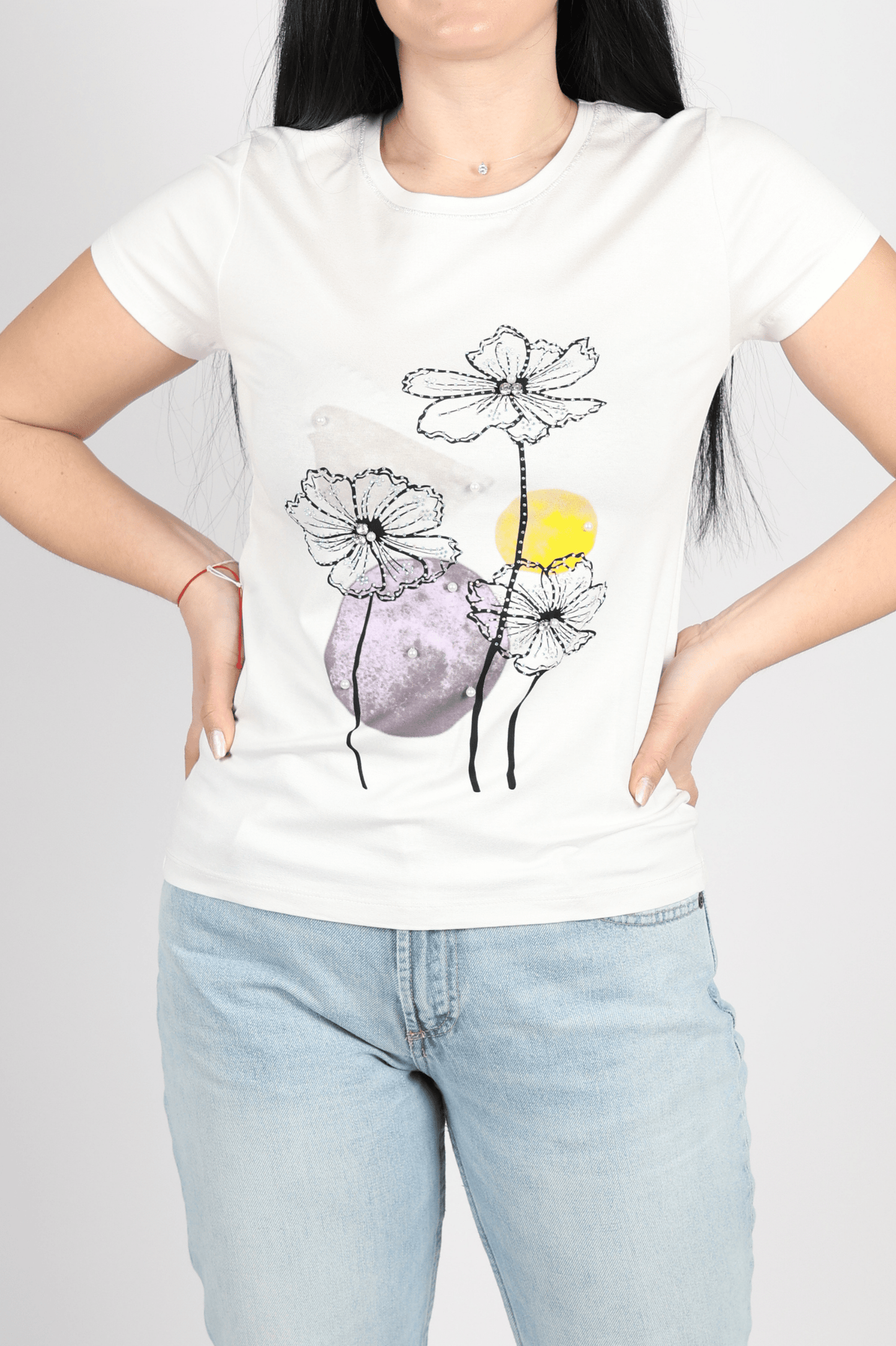 Дамска Тениска, Бял Roberto Fashion Store T-shirt FETHWH01S S - M White