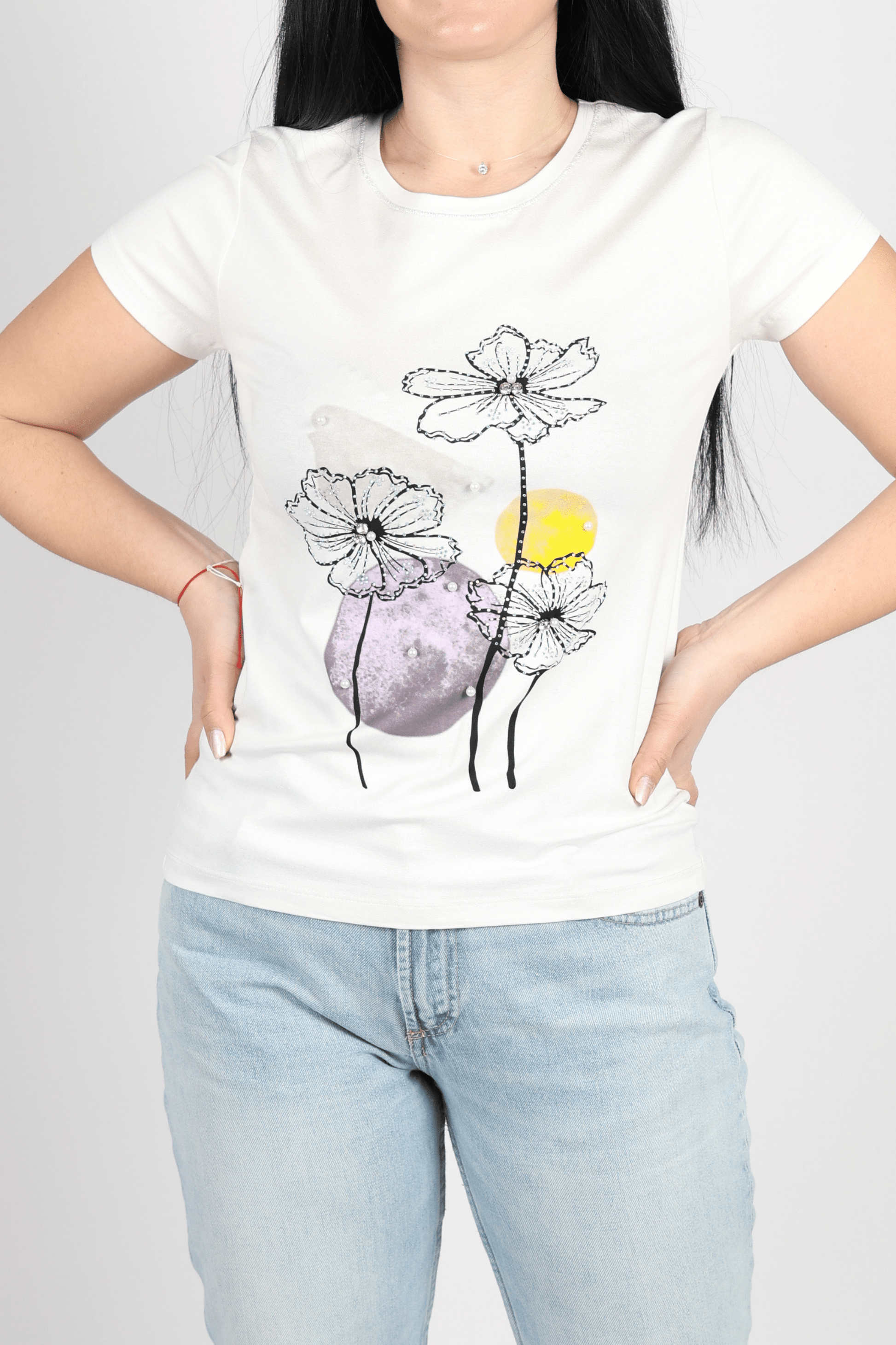 Дамска Тениска, Бял Roberto Fashion Store T-shirt FETHWH01S S - M White