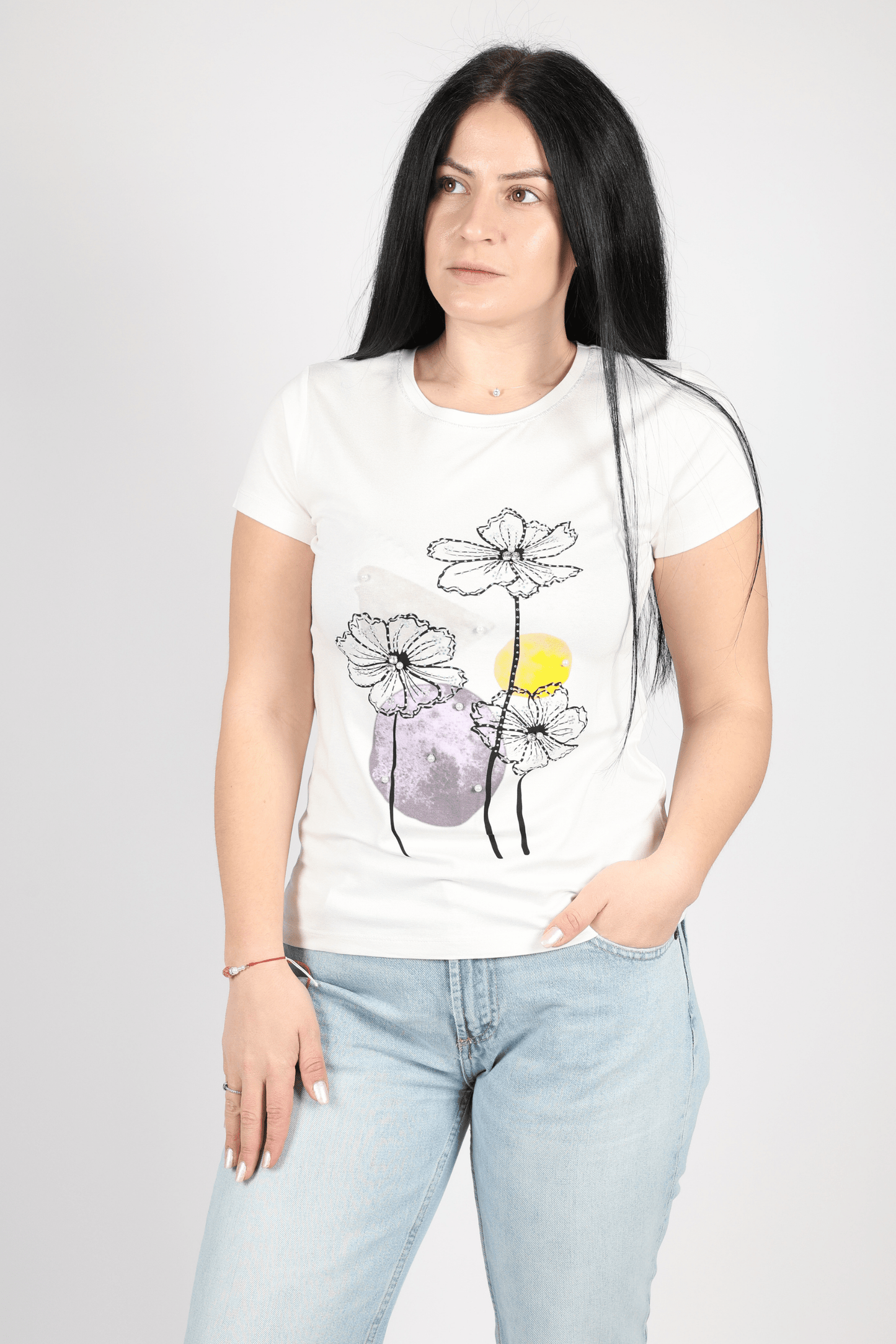 Дамска Тениска, Бял Roberto Fashion Store T-shirt FETHWH01S S - M White