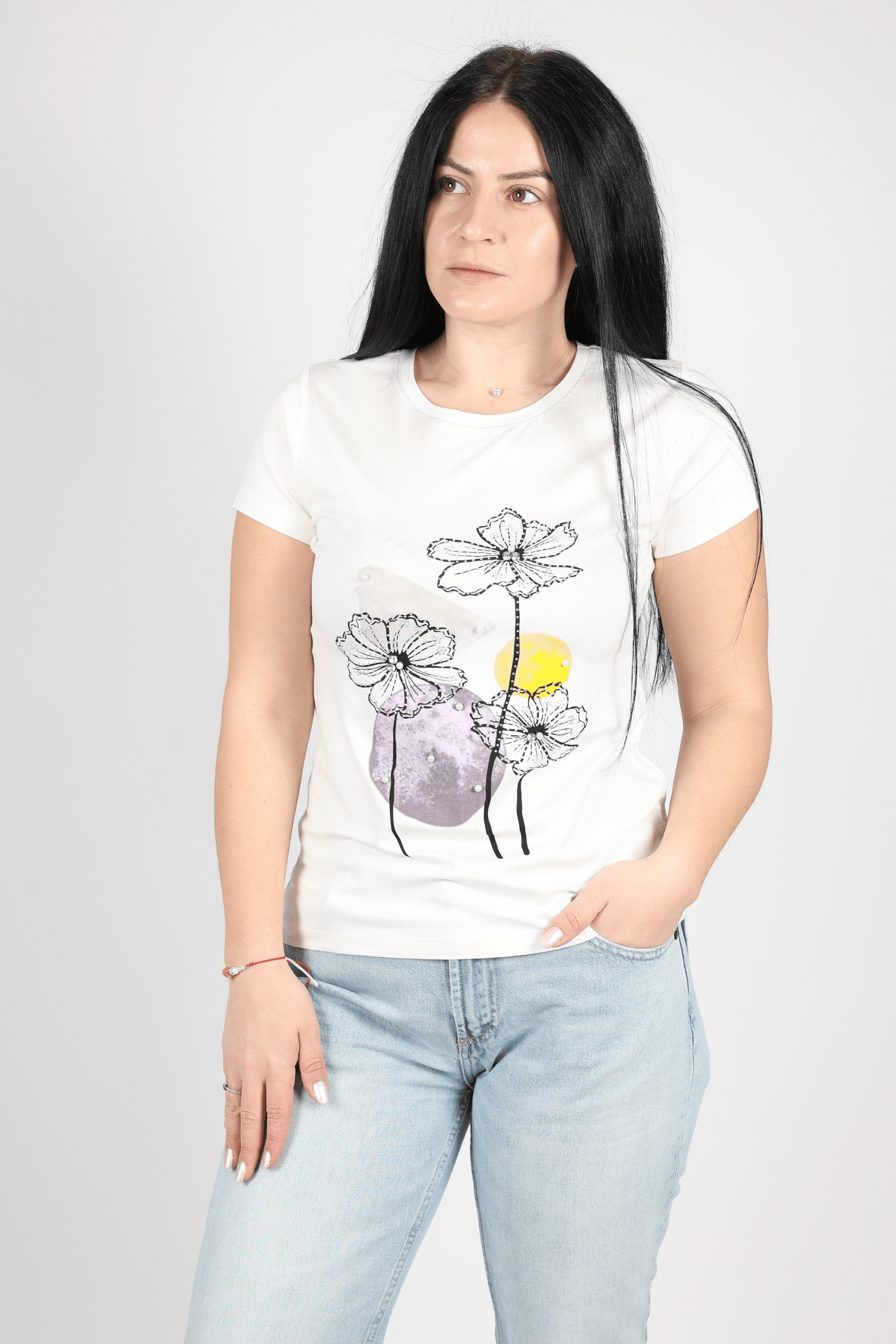 Дамска Тениска, Бял Roberto Fashion Store T-shirt FETHWH01S S - M White