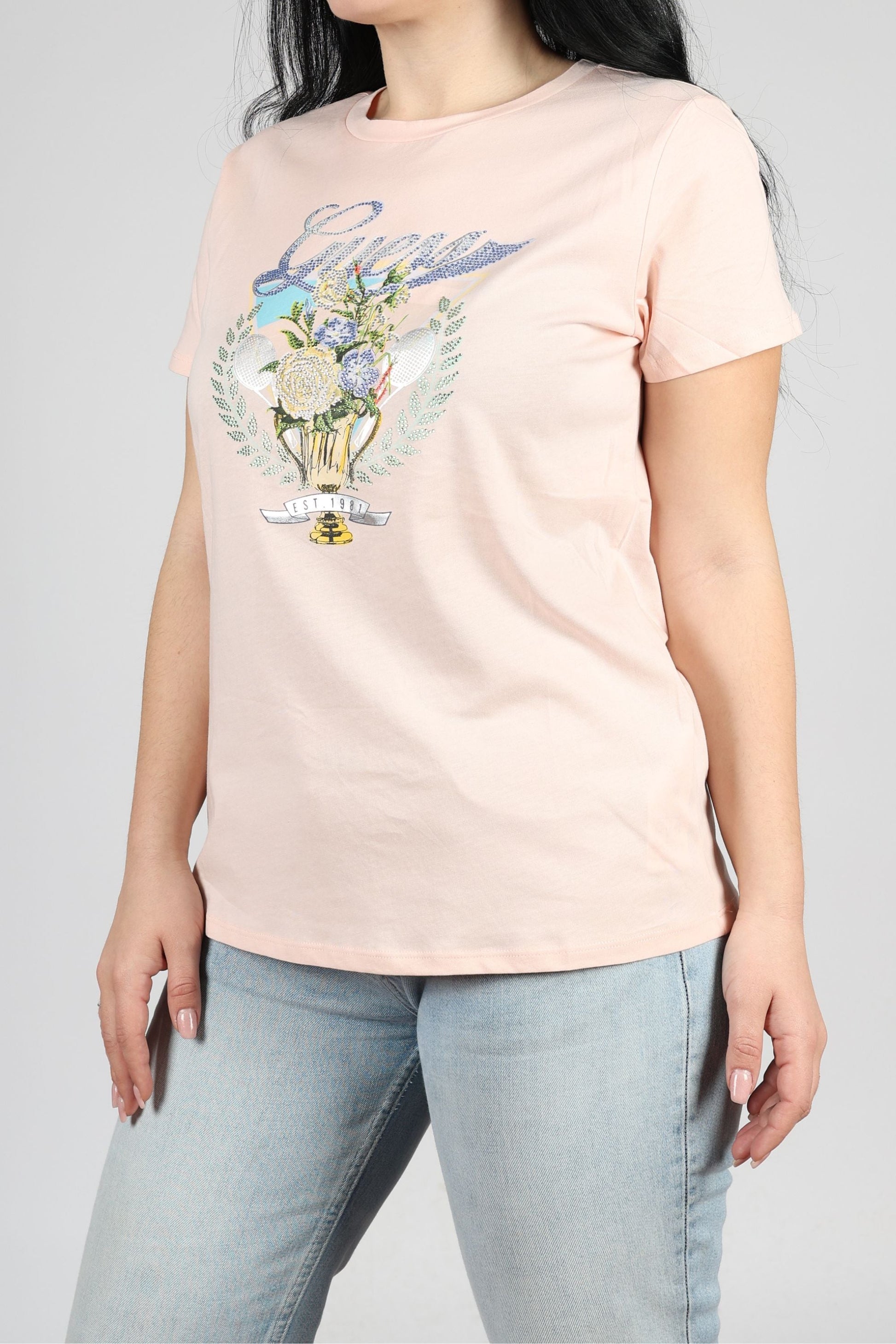 Дамска Тениска, Розов Roberto Fashion Store T-shirt W4GI56K9RM1G6K8XS XS Beige