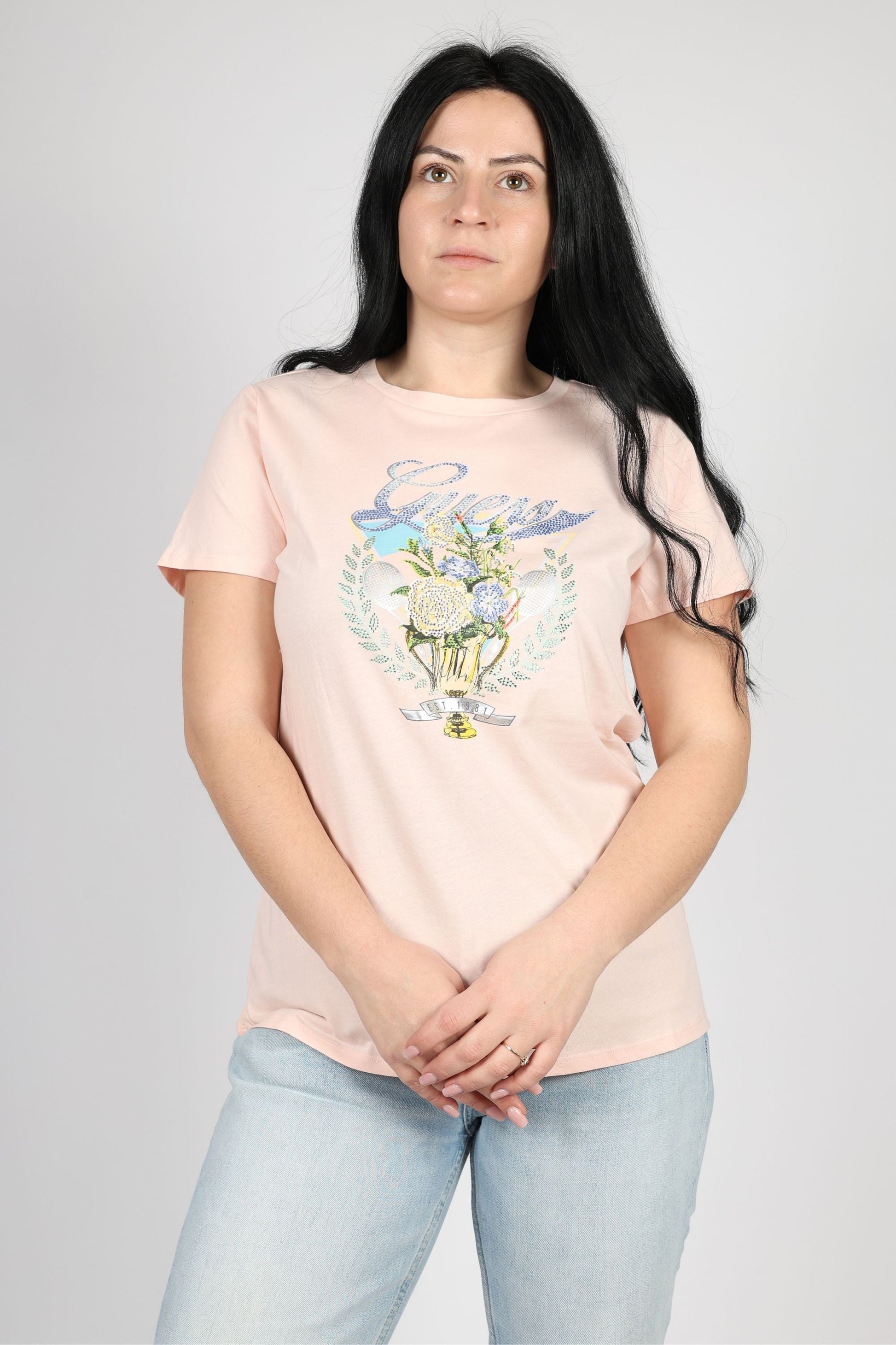 Дамска Тениска, Розов Roberto Fashion Store T-shirt W4GI56K9RM1G6K8XS XS Beige