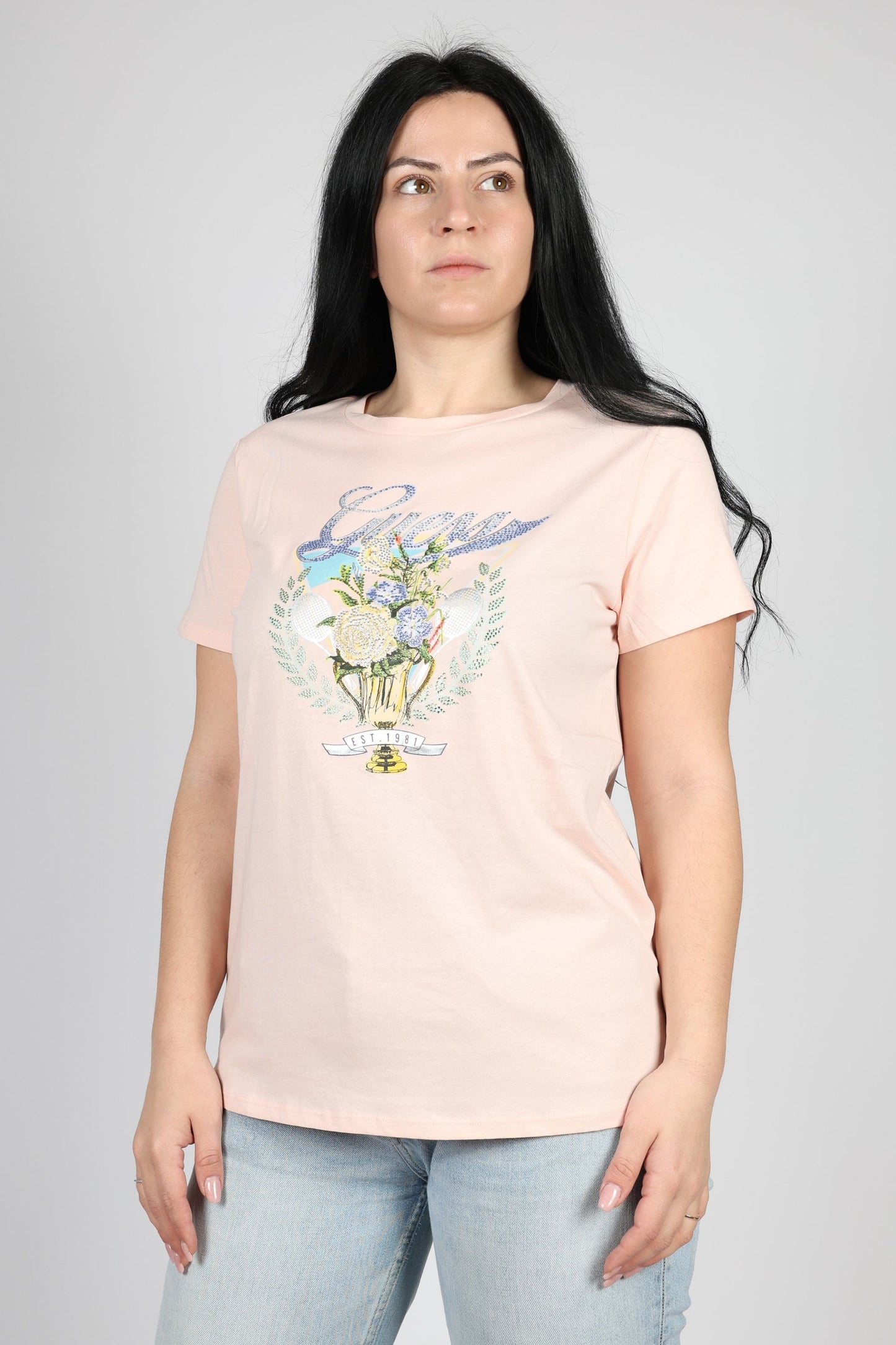 Дамска Тениска, Розов Roberto Fashion Store T-shirt W4GI56K9RM1G6K8XS XS Beige