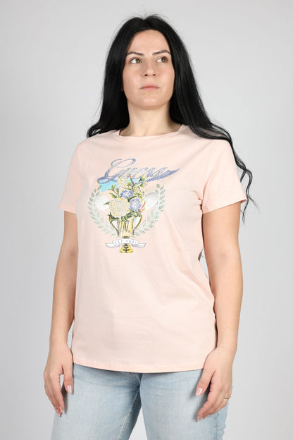 Дамска Тениска, Розов Roberto Fashion Store T-shirt W4GI56K9RM1G6K8XS XS Beige