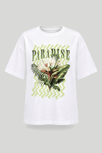 Дамска тениска в бял цвят с принт "Paradise" Medicine Roberto Fashion Store T-shirt RS26-TSDB12-00X-L L