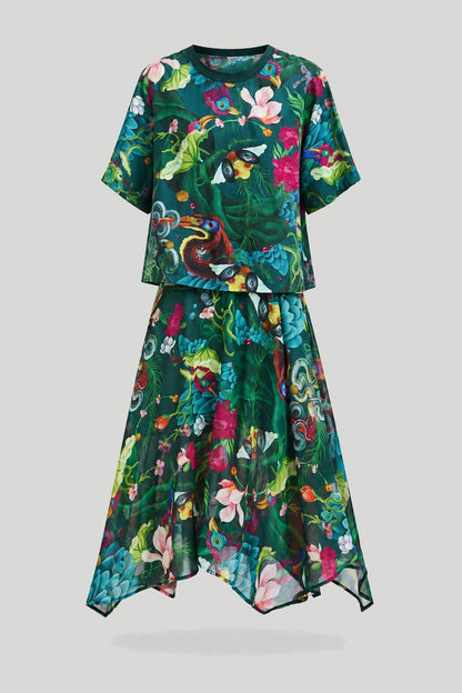 Дамска тъмнозелена рокля в комплект с блуза "Mizuki" Medicine Roberto Fashion Store Set RS26-SUDA50-79A-L L