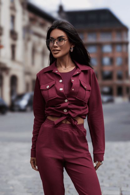 Дамски 3-частен спортен комплект Milano, бордо, 100% памук LaBalancia Roberto Fashion Store Set 5907378523917 M/L