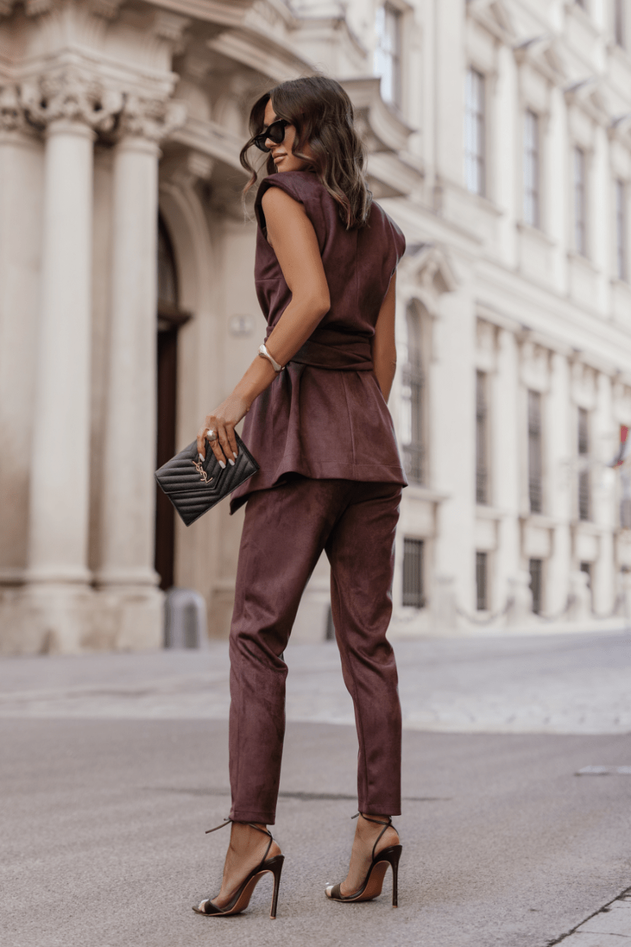 Дамски цигарен панталон KIARA – елегантно кафяво, 95% вискоза LaBalancia Roberto Fashion Store Set 5907378515738 L