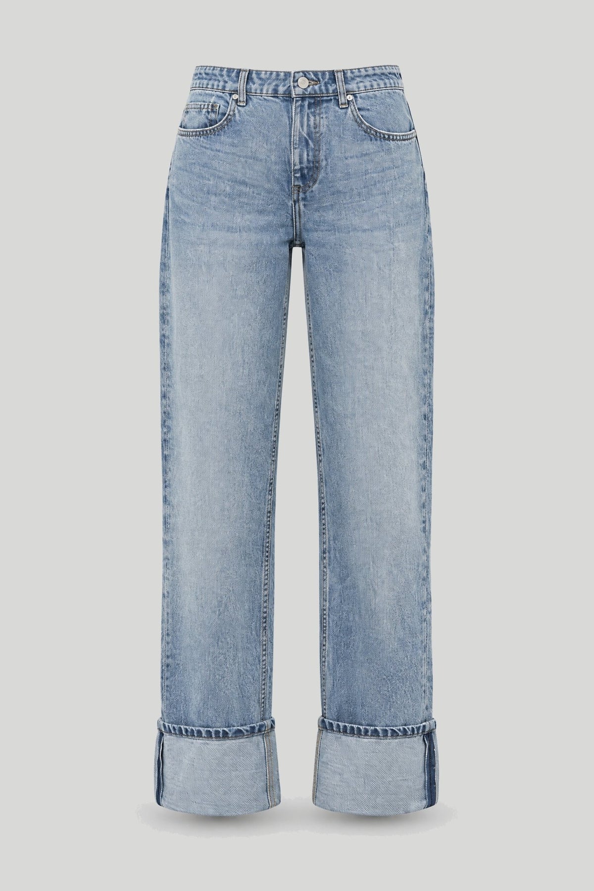 Дамски дънки от тип "Straight Fit" в измит син цвят с маншет Medicine Roberto Fashion Store Jeans RS26-SJD500-55J-36 36