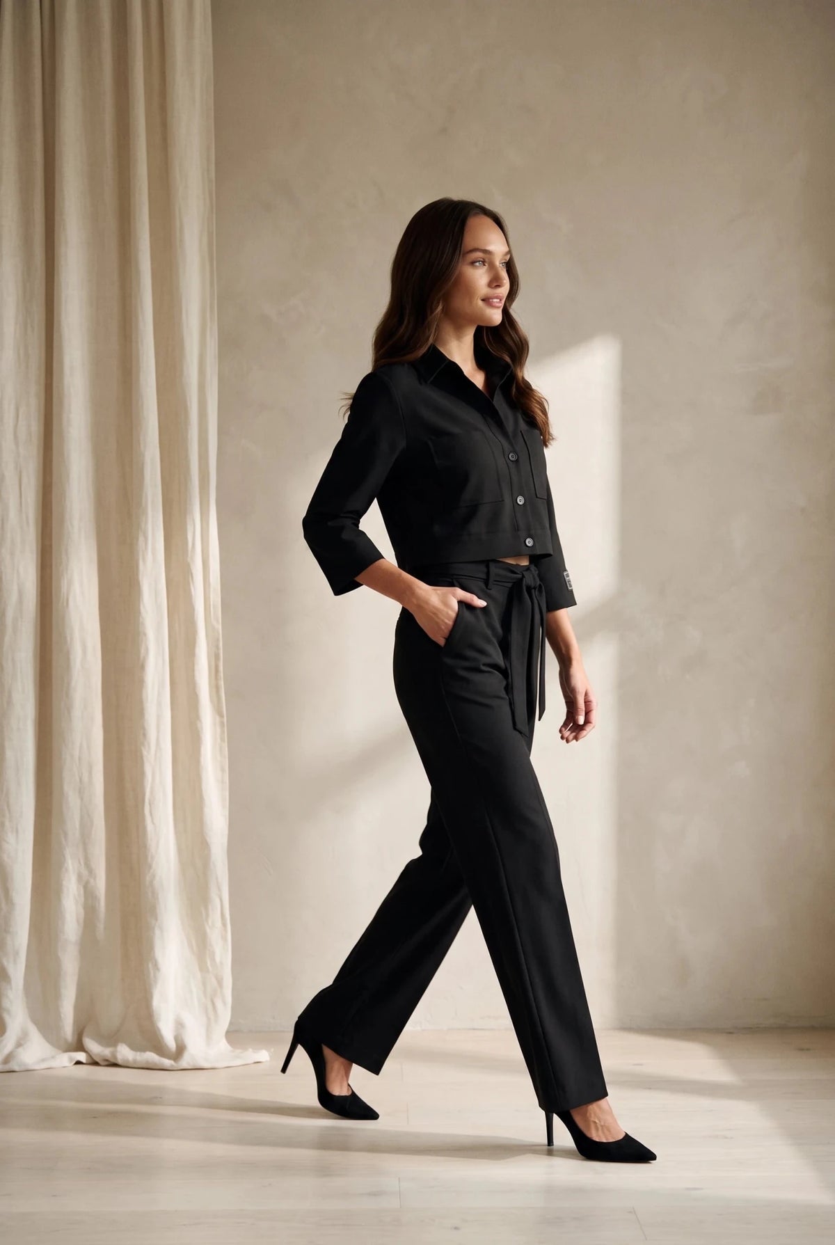 Дамски елегантен комплект 2 в 1 сако + панталон - черен VIPART Roberto Fashion Store Set VPR0807SETBLKOLD-38 38