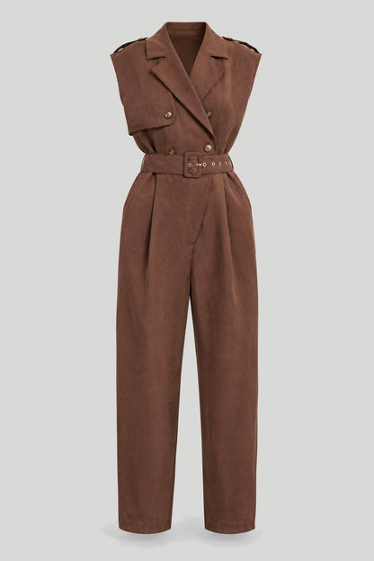 Дамски кафяв дълъг гащеризон с колан "Miyu" Medicine Roberto Fashion Store Jumpsuit RS26-SKD901-88X-L L