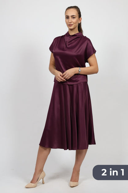 Дамски Комплект Блуза + Пола, Бордо Roberto Fashion Roberto Fashion Store Set NLS0311SETPRPTRK36 36 Лилав