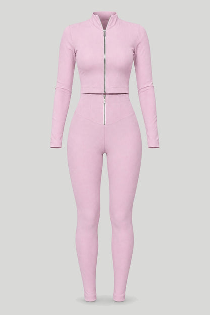 Дамски комплект DUVE – горнище с цип и клин, светлорозов LaBalancia Roberto Fashion Store Set 5907378520862 XS/S