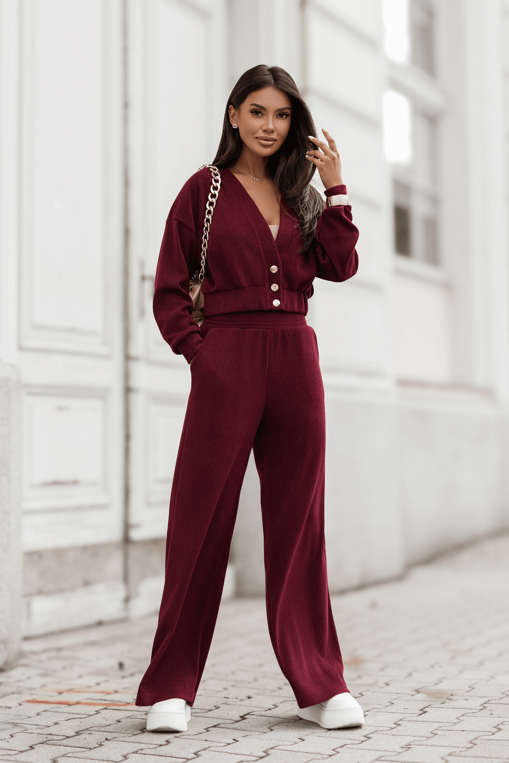 Дамски комплект MEGGI от шнур - бордо LaBalancia Roberto Fashion Store Set 5907378523412 XS/S