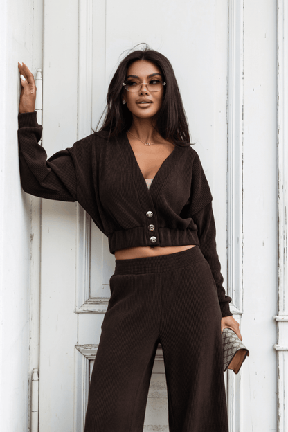 Дамски комплект MEGGI от шнур, кафяв LaBalancia Roberto Fashion Store Set 5907378523443 XS/S