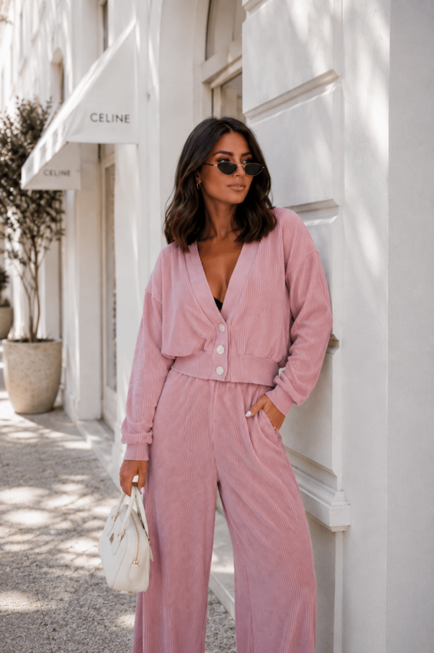 Дамски комплект MEGGI от шнур в пудрено розово LaBalancia Roberto Fashion Store Set 5907378522996 M/L
