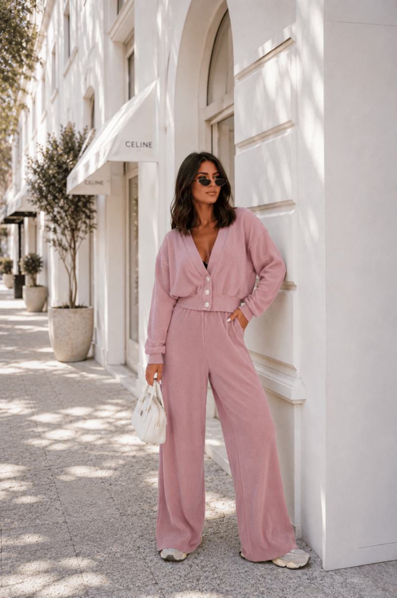 Дамски комплект MEGGI от шнур в пудрено розово LaBalancia Roberto Fashion Store Set 5907378522996 M/L