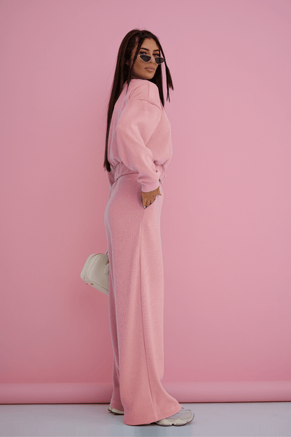 Дамски комплект MEGGI шнуровани панталони и риза - Розово LaBalancia Roberto Fashion Store Set 5907378520800 M/L