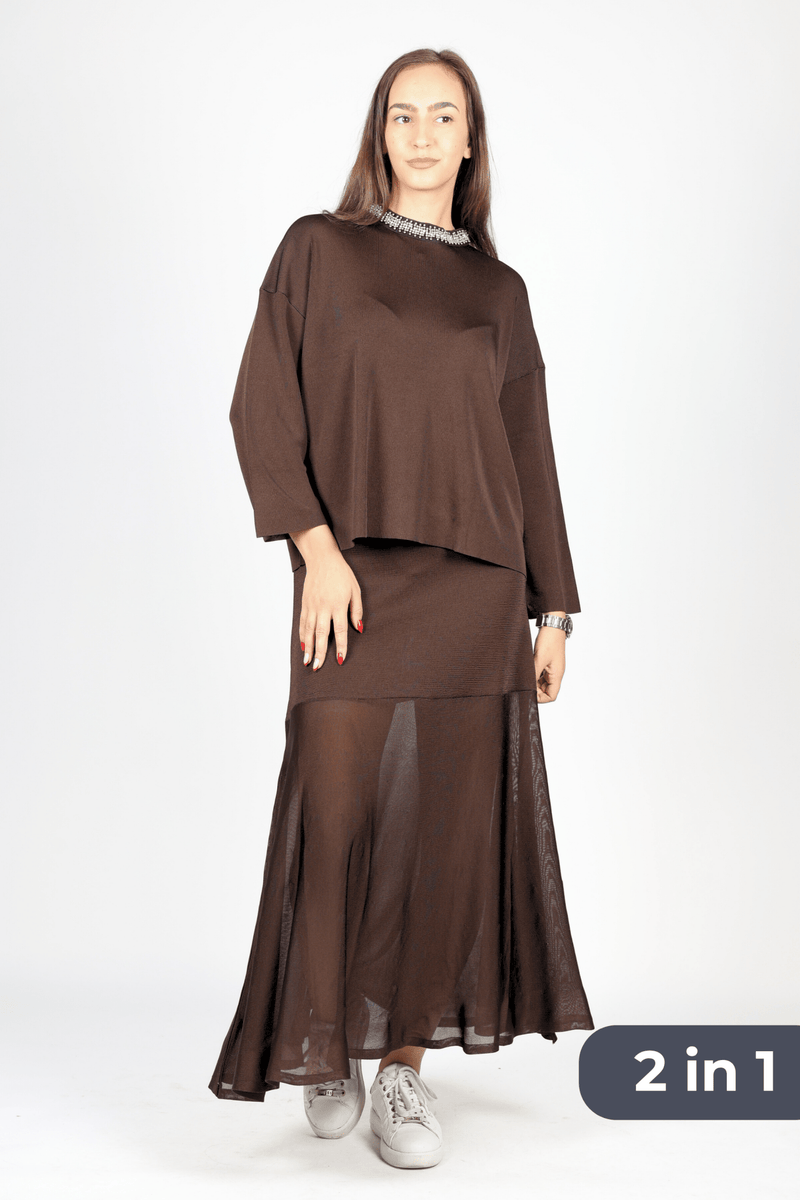Дамски Комплект от 2 части, Кафяв