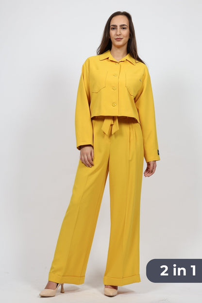 Дамски Комплект от 2 части, Жълт VIPART Roberto Fashion Store Set VPR0311SETYELTRK36 36 Жълт