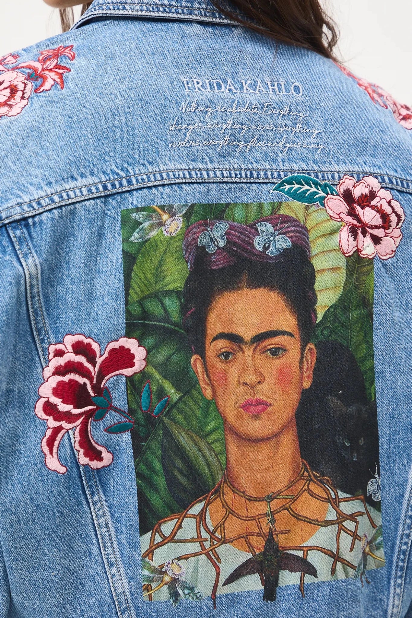 Дамски комплект от дънкова материя "Frida Kahlo" — яке и къса пола, 100% памук, светлосиньо Medicine Roberto Fashion Store Set RS26KUD455-50J-S S